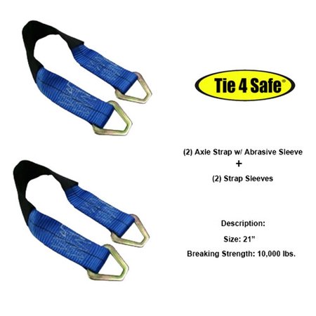 TIE 4 SAFE 2 x 36 in. Axle Straps with Abrasive Sleeve & Delta Ring, Black - 4 Piece TI565091